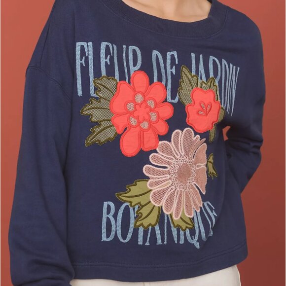 By Anthropologie Appliqué Pullover Sweater - Picture 1 of 9